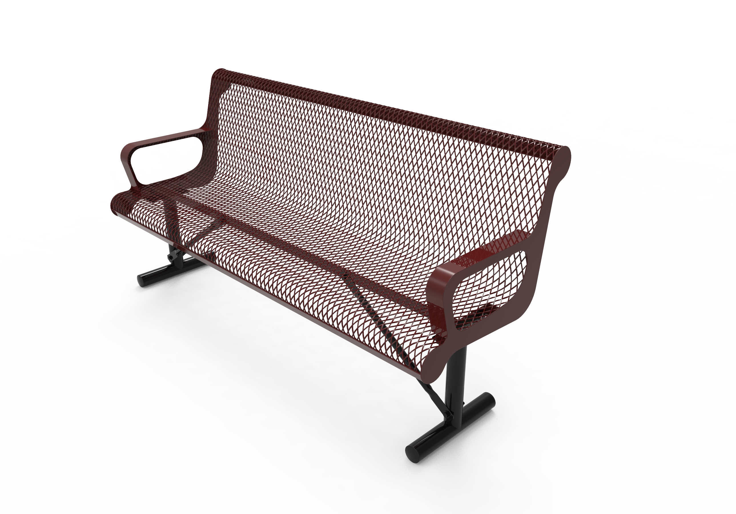 MyTCoat 4' - 6' Contoured Bench w/ Arm, Expanded Metal, Portable SKU BCA04