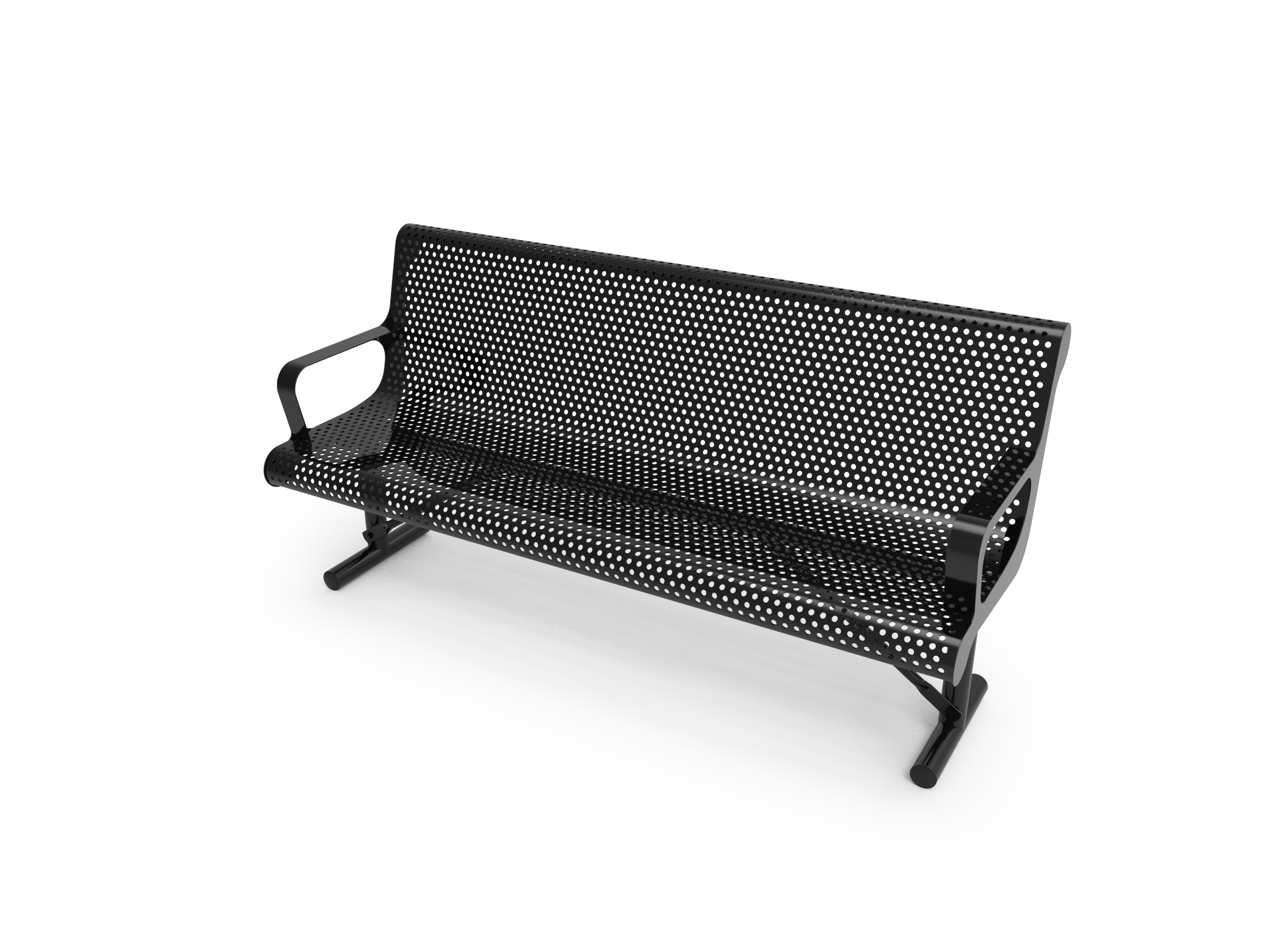MyTCoat 4' - 6' Contoured Bench w/ Arm, Punched Steel, Portable SKU BCA04