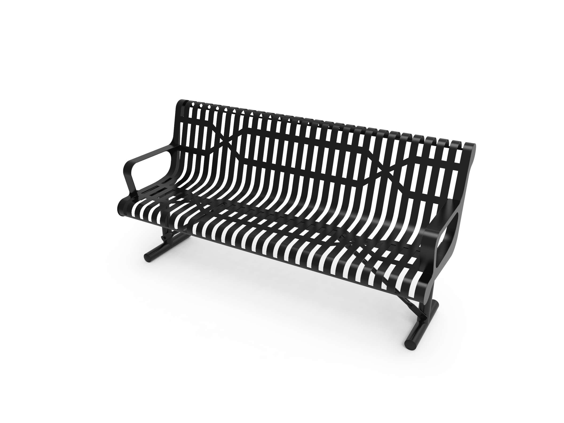 MyTCoat 4' - 6' Contoured Bench w/ Arm, Slatted Steel, Portable SKU BCA04