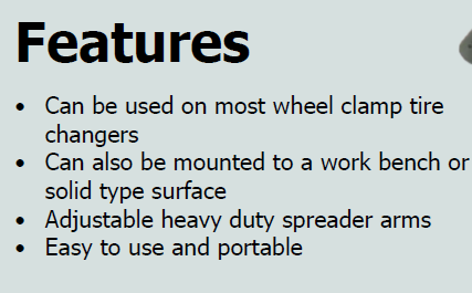 Tuxedo Adjustable Tire Spreader, Base SKU TC-ATSB-1