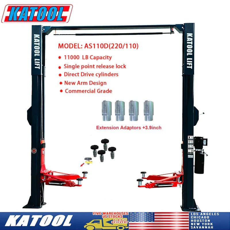 Katool 11,000lbs Asymmetrical 2 Post Lift SKU KT-AS110D