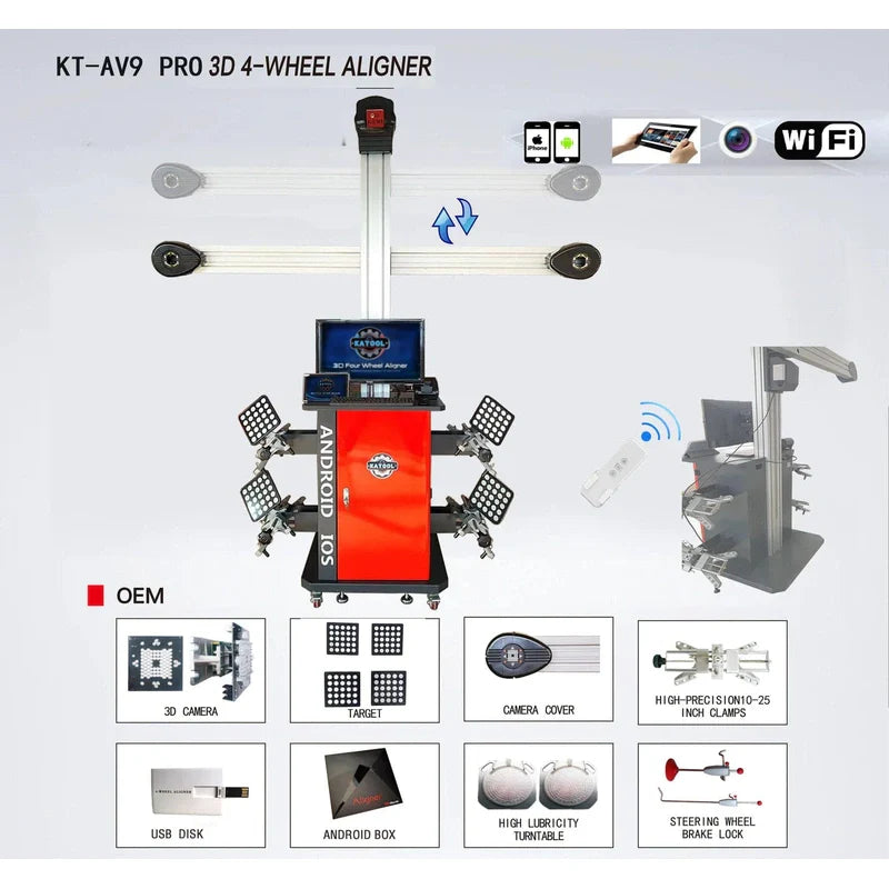 Katool Wheel Alignment Machine Full-Automatic Works on 2 Post & Scissor Lift SKU KT-AV9