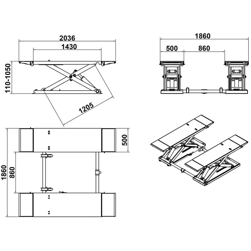 Katool 8,000lbs Mid Rise Scissor Lift SKU KT-X80