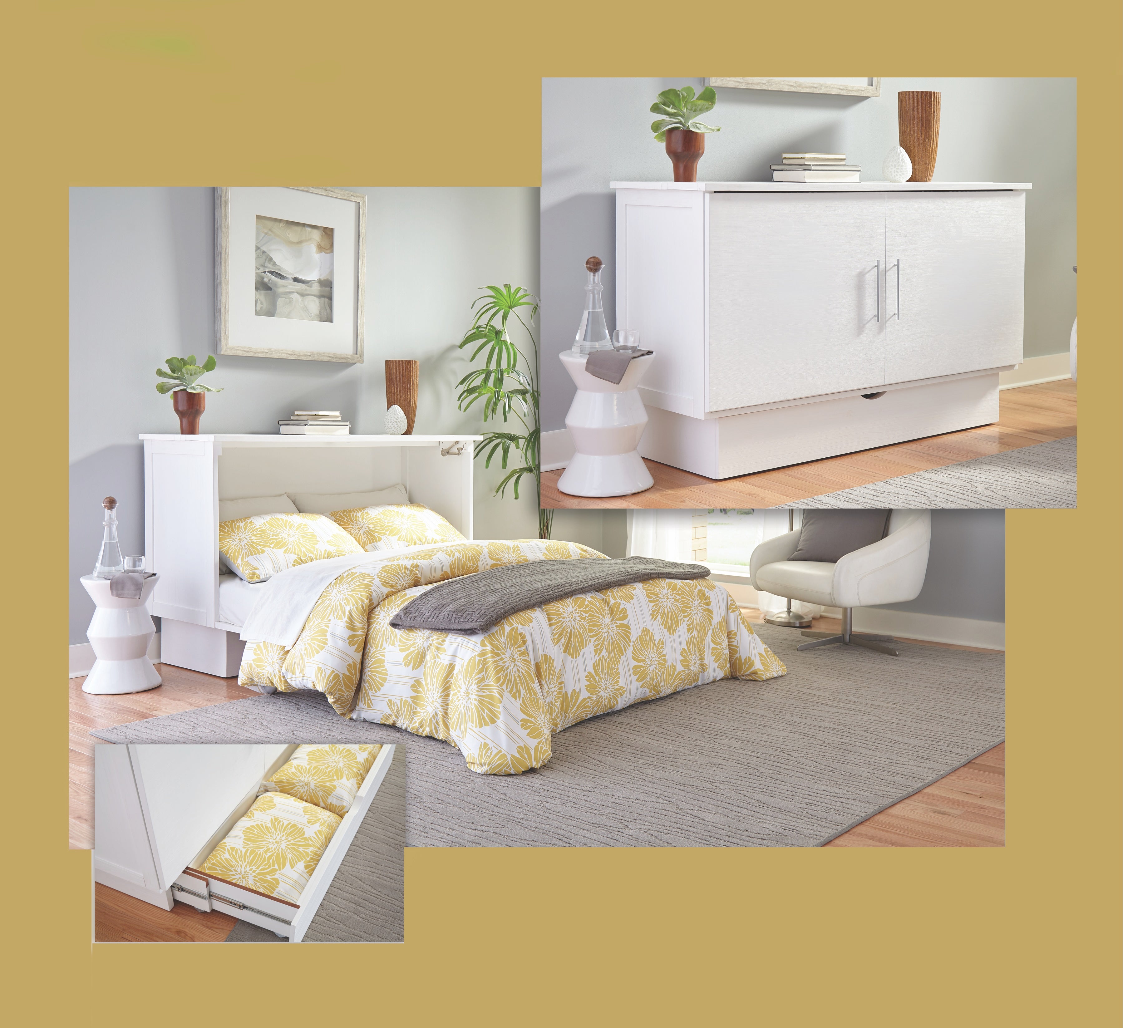 Arason Creden-ZzZ Madrid White Full Murphy Cabinet Bed SKU 502-10