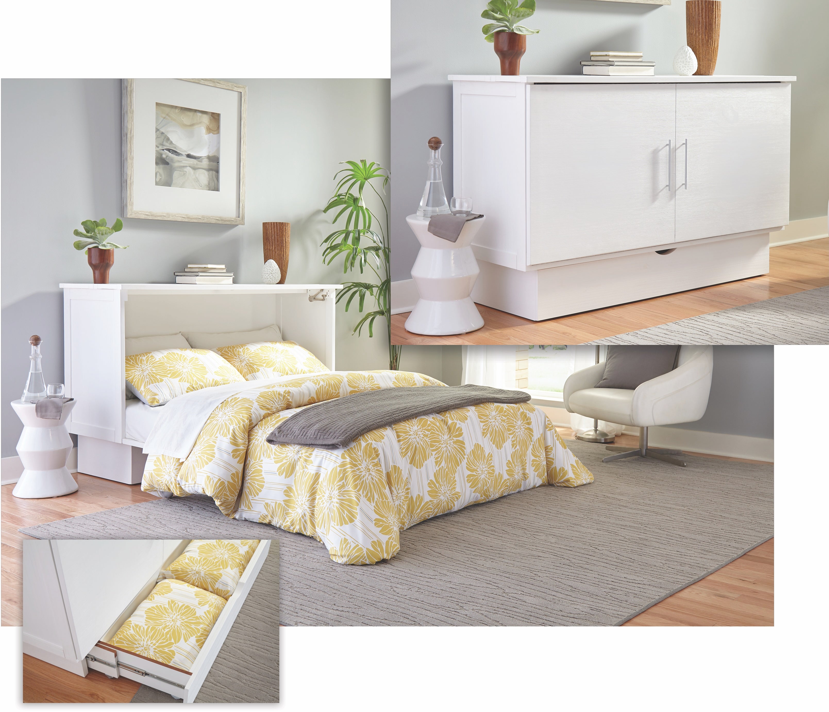 Arason Creden-ZzZ Madrid White Full Murphy Cabinet Bed SKU 502-10