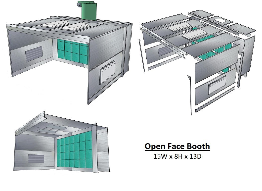 Merchant 1 Manufacturing Open Face Paint Booth SKU PBOF888