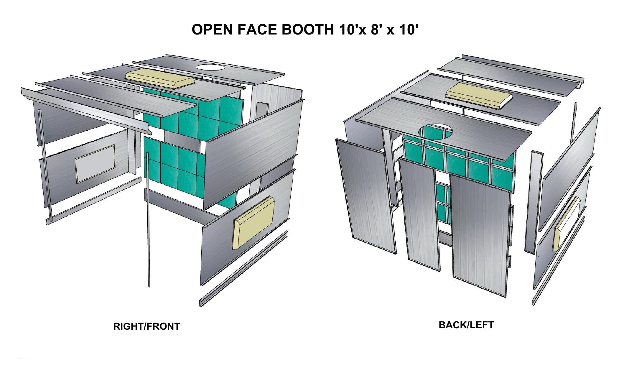 Merchant 1 Manufacturing Open Face Paint Booth SKU PBOF888