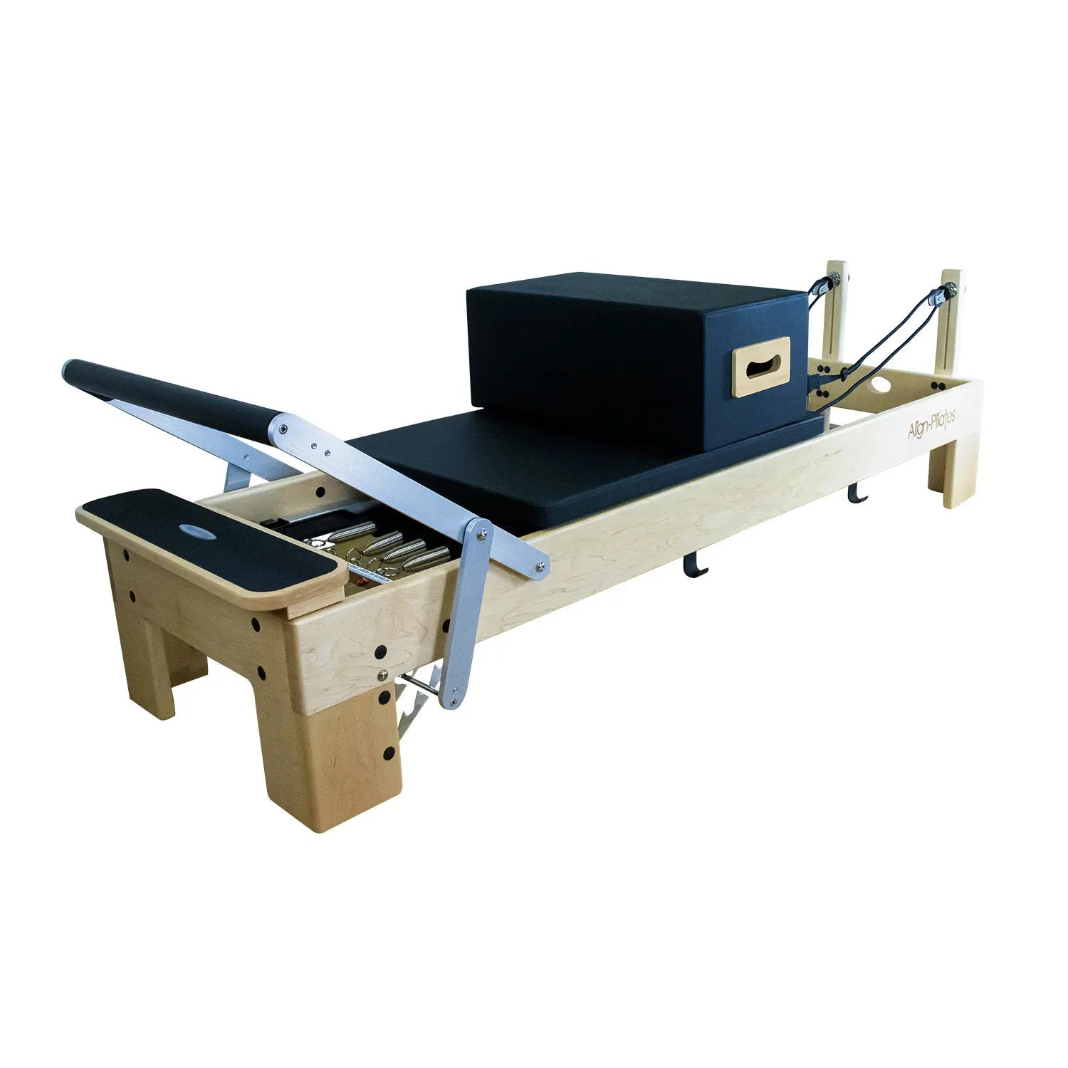 Align Pilates M8-Pro Maple Wood Pilates Reformer w/ Sitting Box SKU PAP-REFORMERM8B