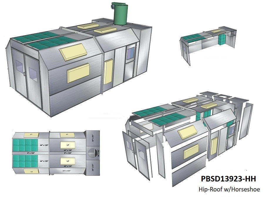 Merchant 1 Manufacturing Semi Down Paint Booth SKU PBSD13823FT