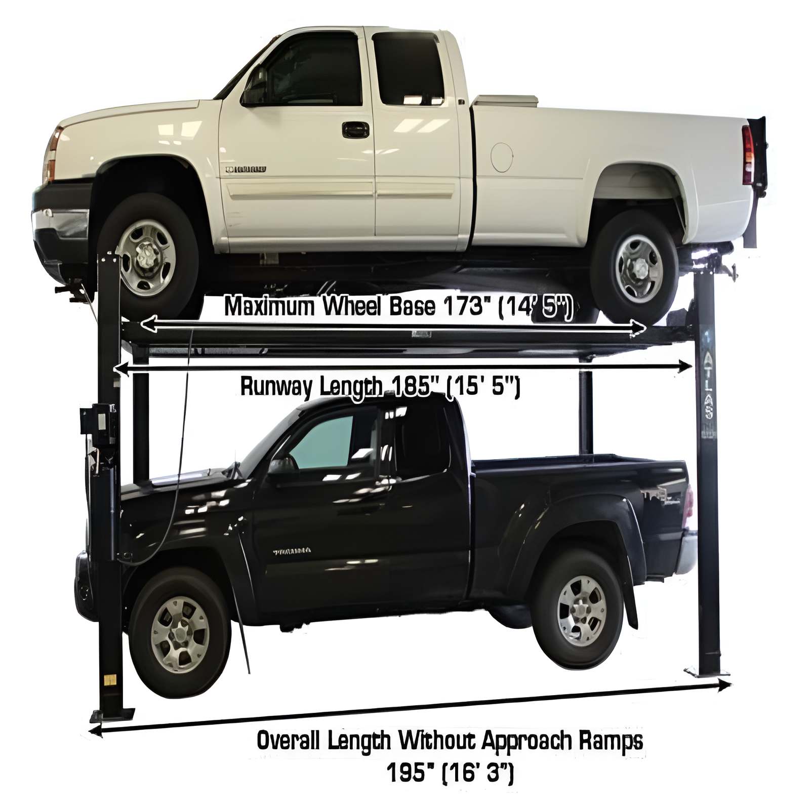 Atlas Garage Pro 8,000 lb 4 Post Vehicle Storage Lift, Extra Tall, Long SKU ATEXH-PRO8000EXT-L