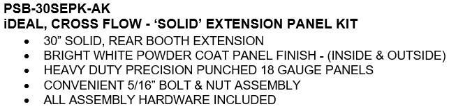 iDEAL Cross Flow Extension Kit Solid Panel or Panel w/ Light SKU PSB-AFCF-30SEPK-AK