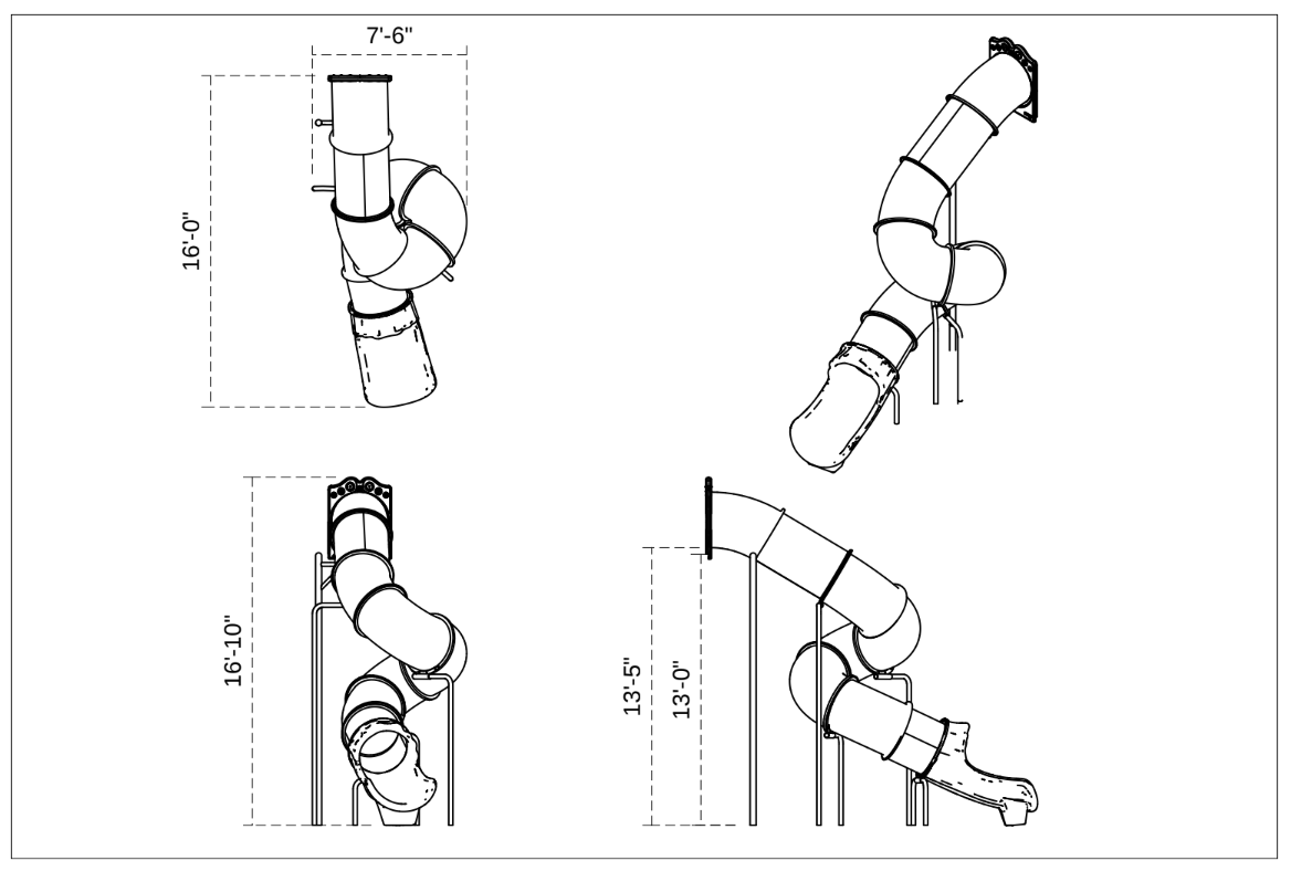 Playground Equipment 13 Foot Spiral Tube Slide SKU PTS013