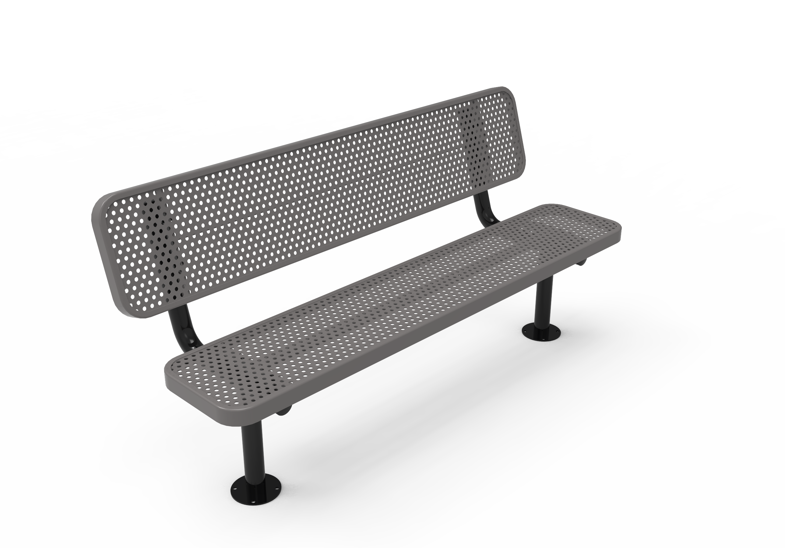 MyTCoat 4' - 8' Players Bench with Back - Punched Steel - Surface Mount SKU BPY04
