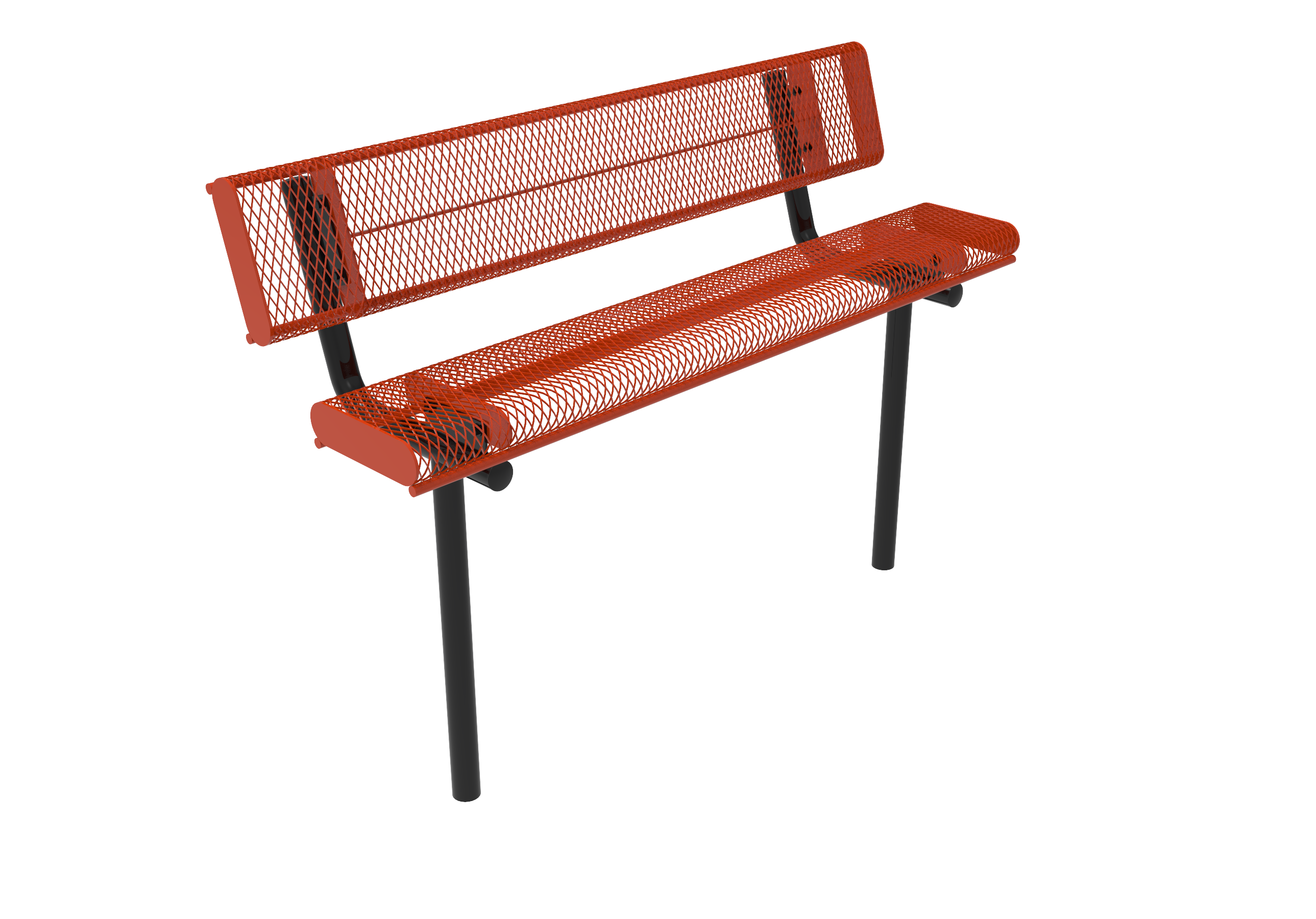 MyTCoat 4' - 6'  Bench w/ Back, Rolled Edges, Expanded Metal, Inground Mount SKU BRE04