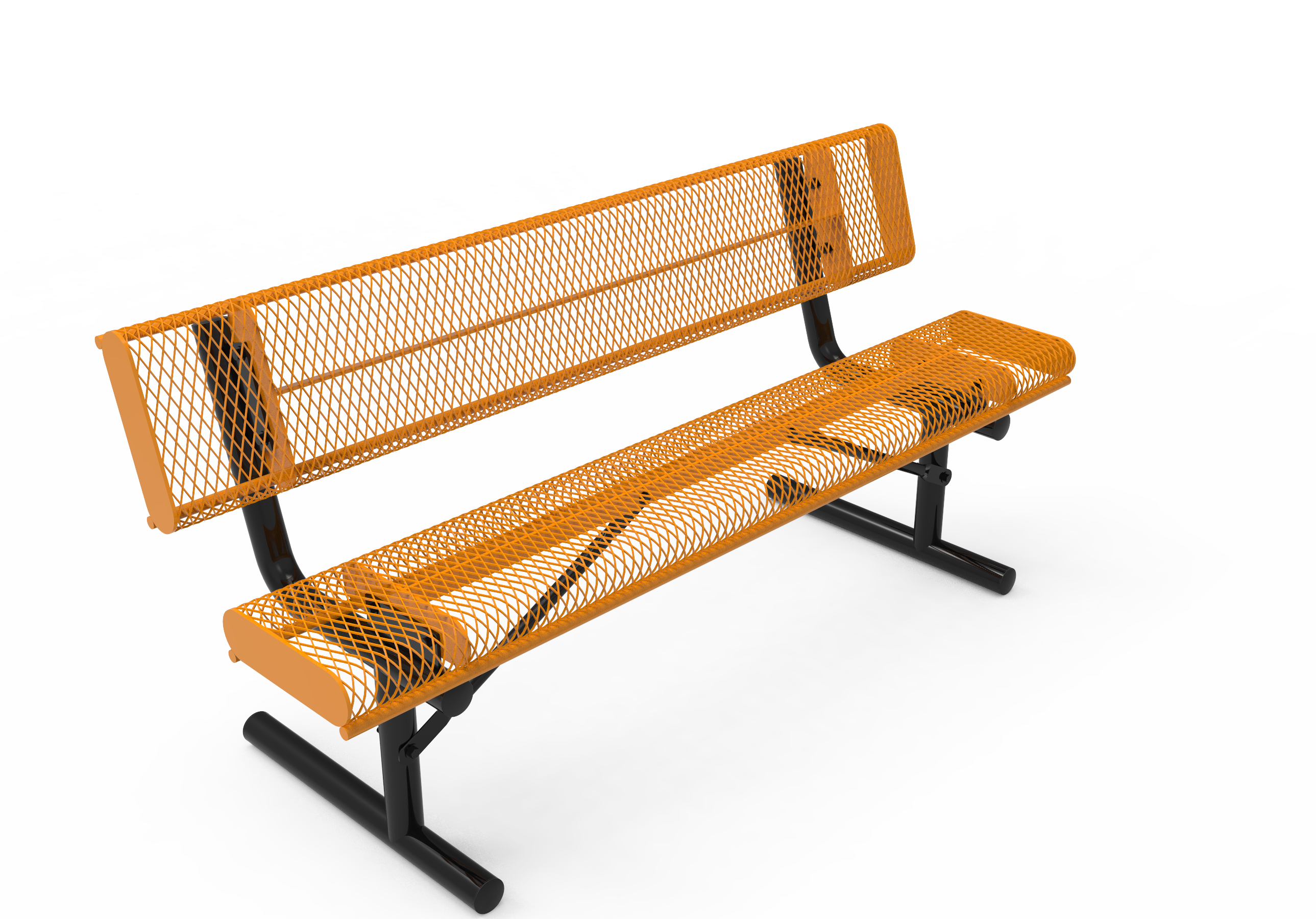 MyTCoat 4' - 6'  Bench w/ Back, Rolled Edges, Expanded Metal - Portable SKU BRE04