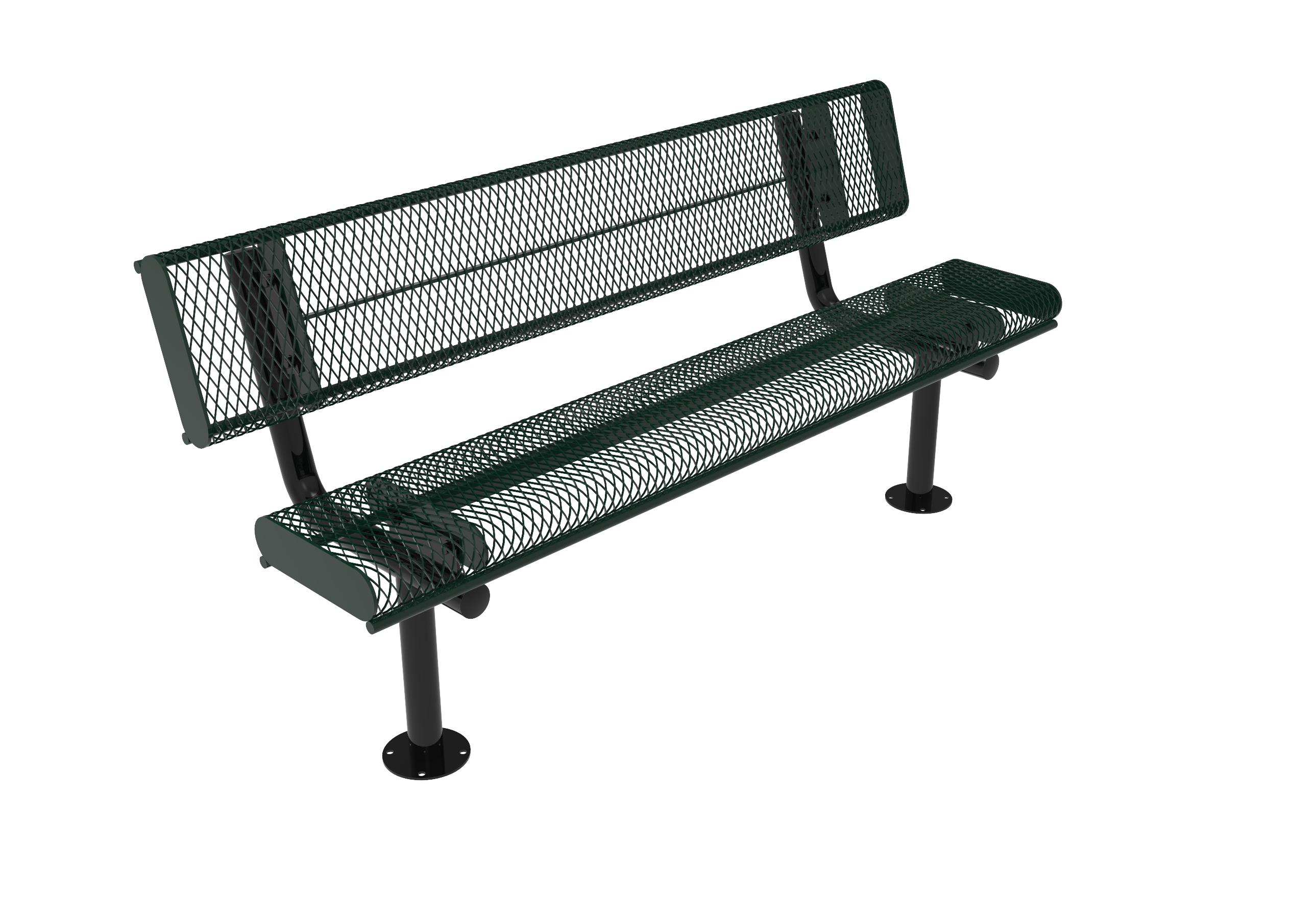 MyTCoat 4' - 6' Bench w/ Back, Rolled Edges, Expanded Metal, Surface Mount SKU BRE04