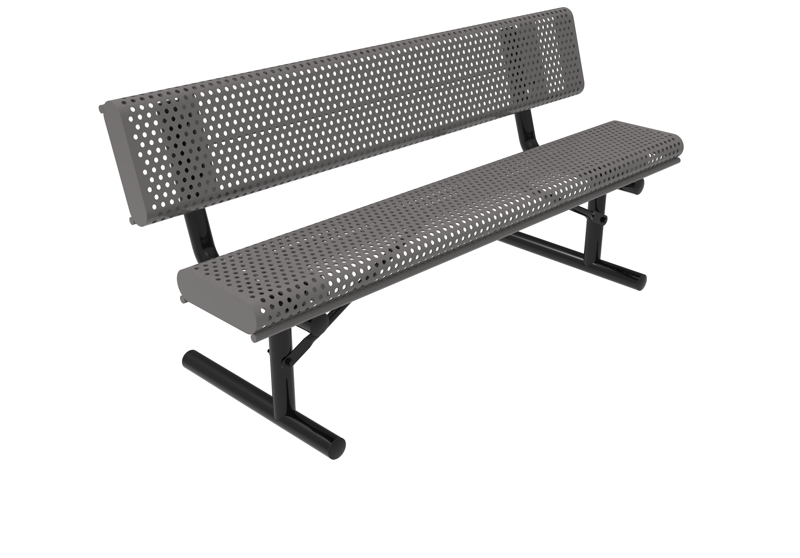 MyTCoat 4' - 6'  Bench w/ Back, Rolled Edges, Punched Steel, Portable SKU BRE04