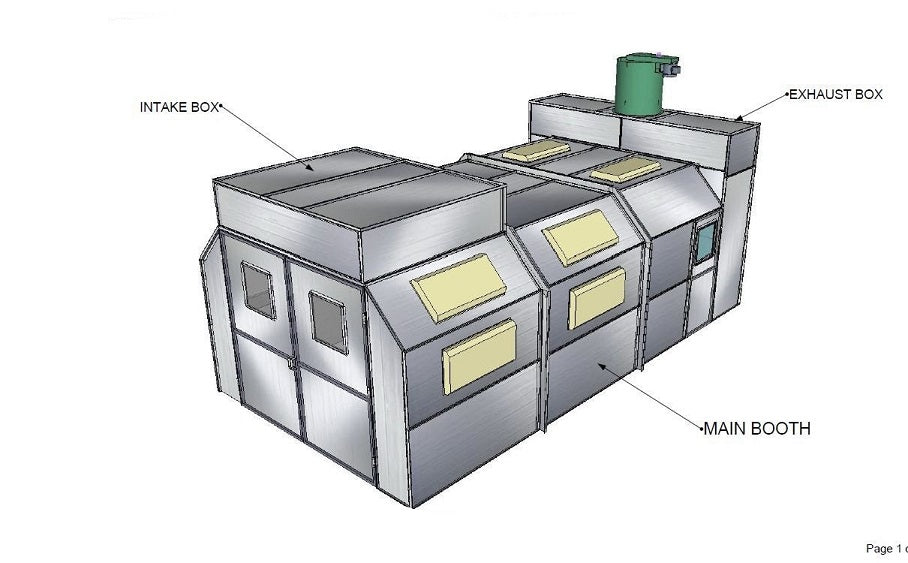 Merchant 1 Manufacturing Semi-Down Booth, AMU Heating Unit Combination Paint Booth SKU PBSD141127-H