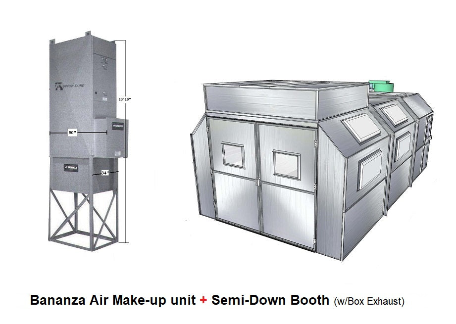 Merchant 1 Manufacturing Semi-Down Booth, AMU Heating Unit Combination Paint Booth SKU PBSD141127-H