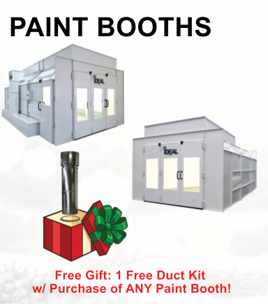 iDEAL Heated Paint Booth Combo, Semi Down Draft Booth, Plenum Canopy, Rammstein Heater, Duct Work Kit SKU PSB-CKSEMIDDWAMU-3PH-230V