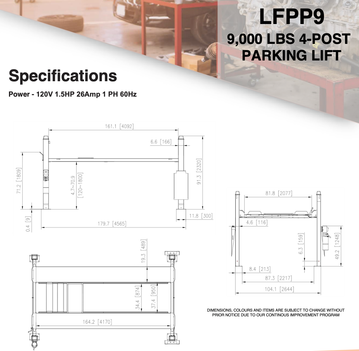 Daytona 9,000 lbs 4 Post Parking Lift SKU LFPP9