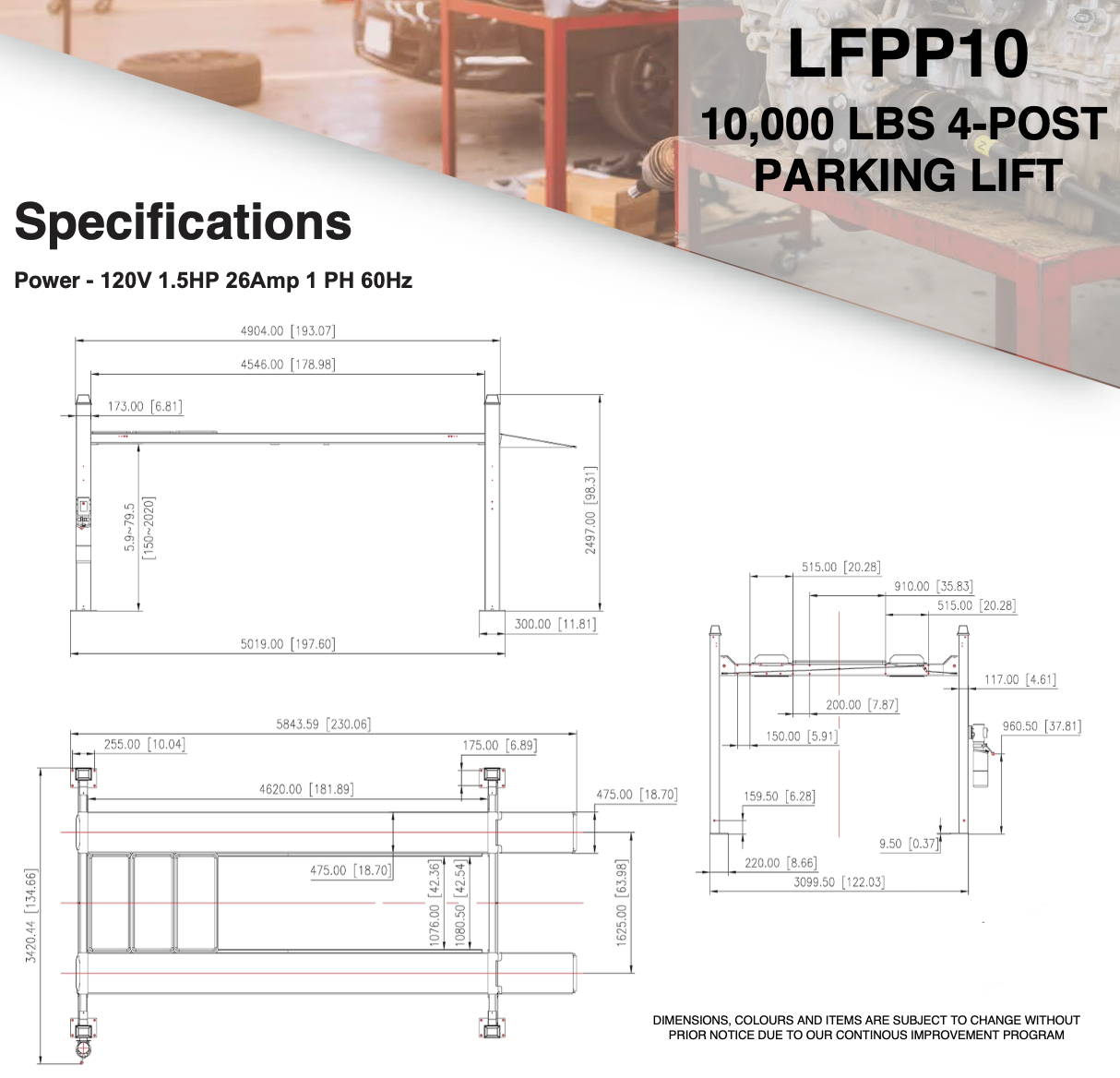Daytona 10,000 lbs 4 Post Parking Lift w/ Aluminium Ramps SKU LFPP10