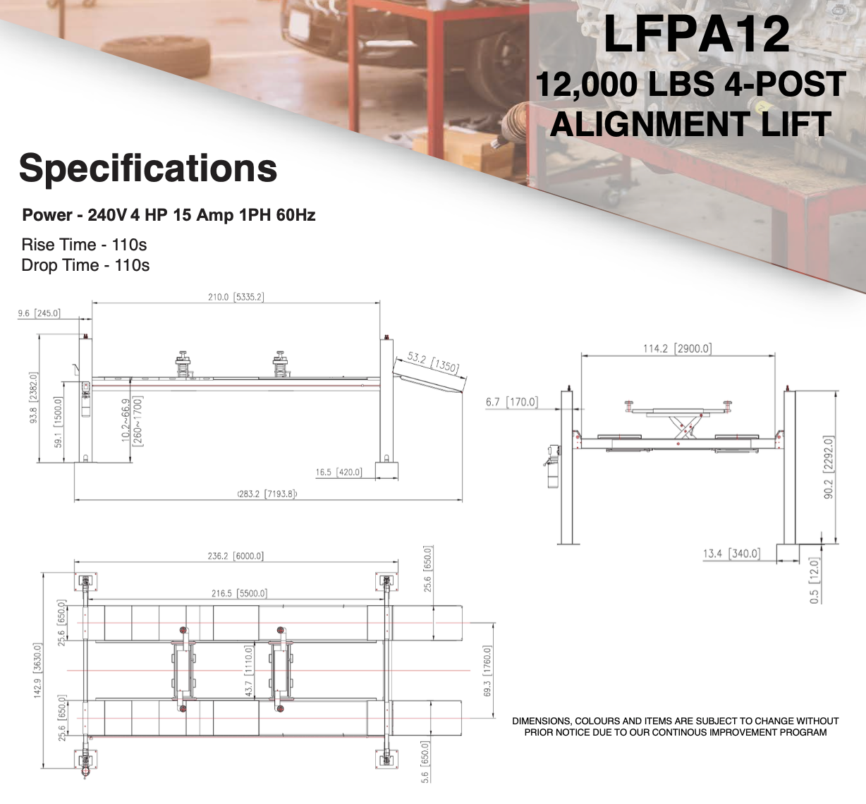 Daytona 12,000 lbs 4 Post Alignment Lift SKU LFPA12