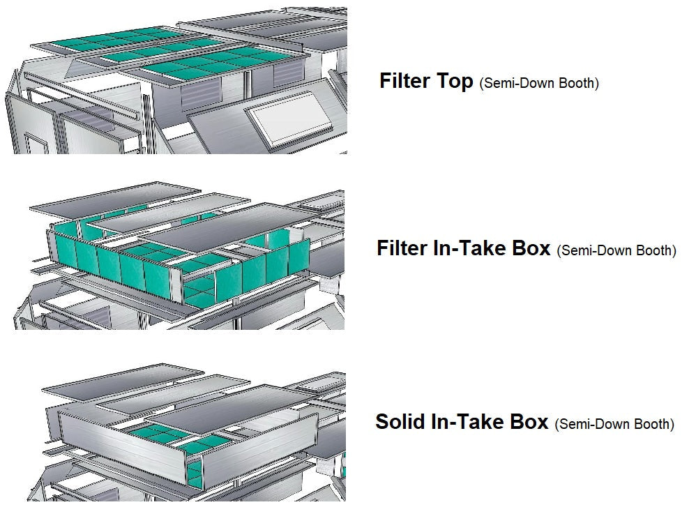 Merchant 1 Manufacturing Semi Down Paint Booth w/ Air Intake Box SKU PBSD141129B