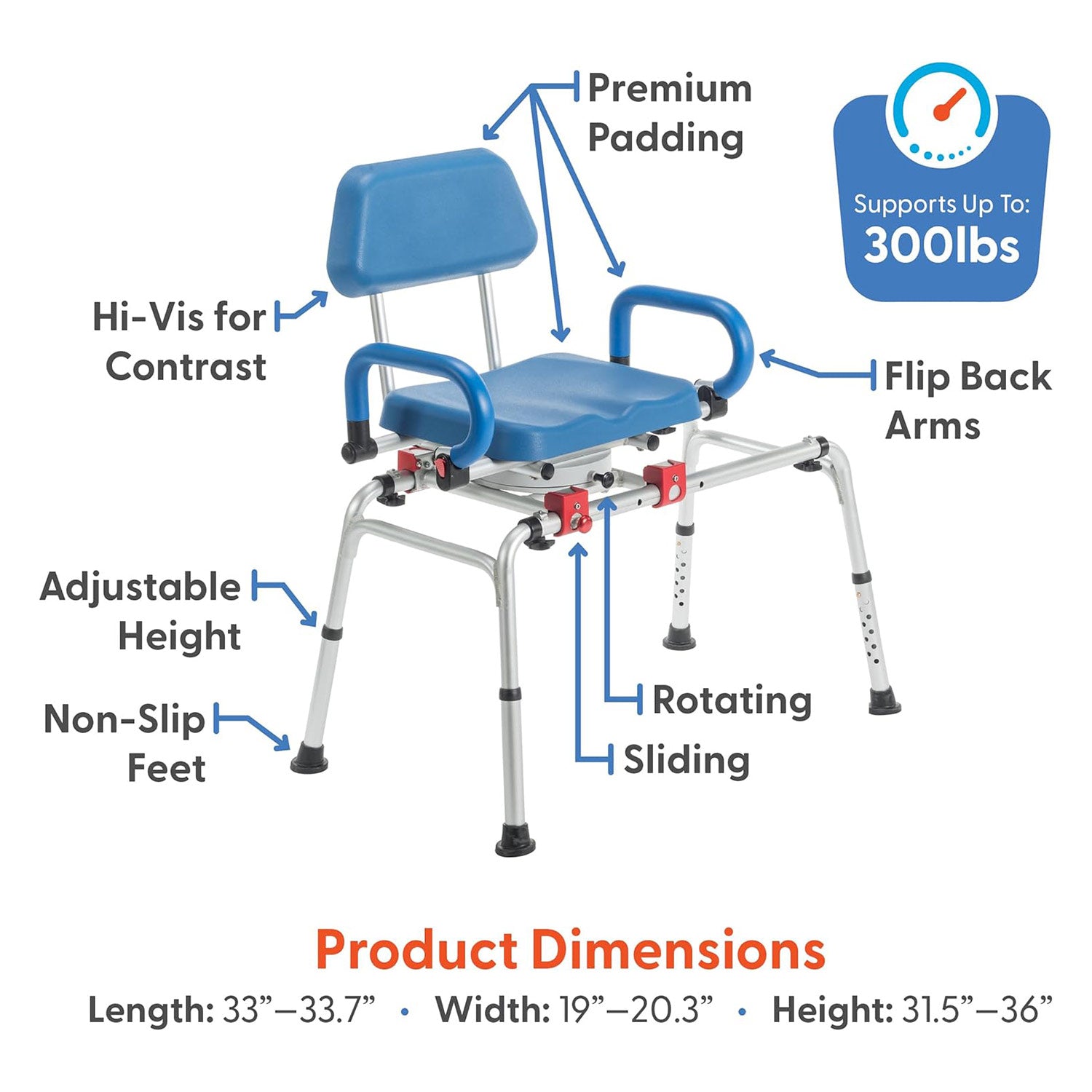 Journey Health & Lifestyle SoftSecure Rotating Transfer Bench SKU 33322