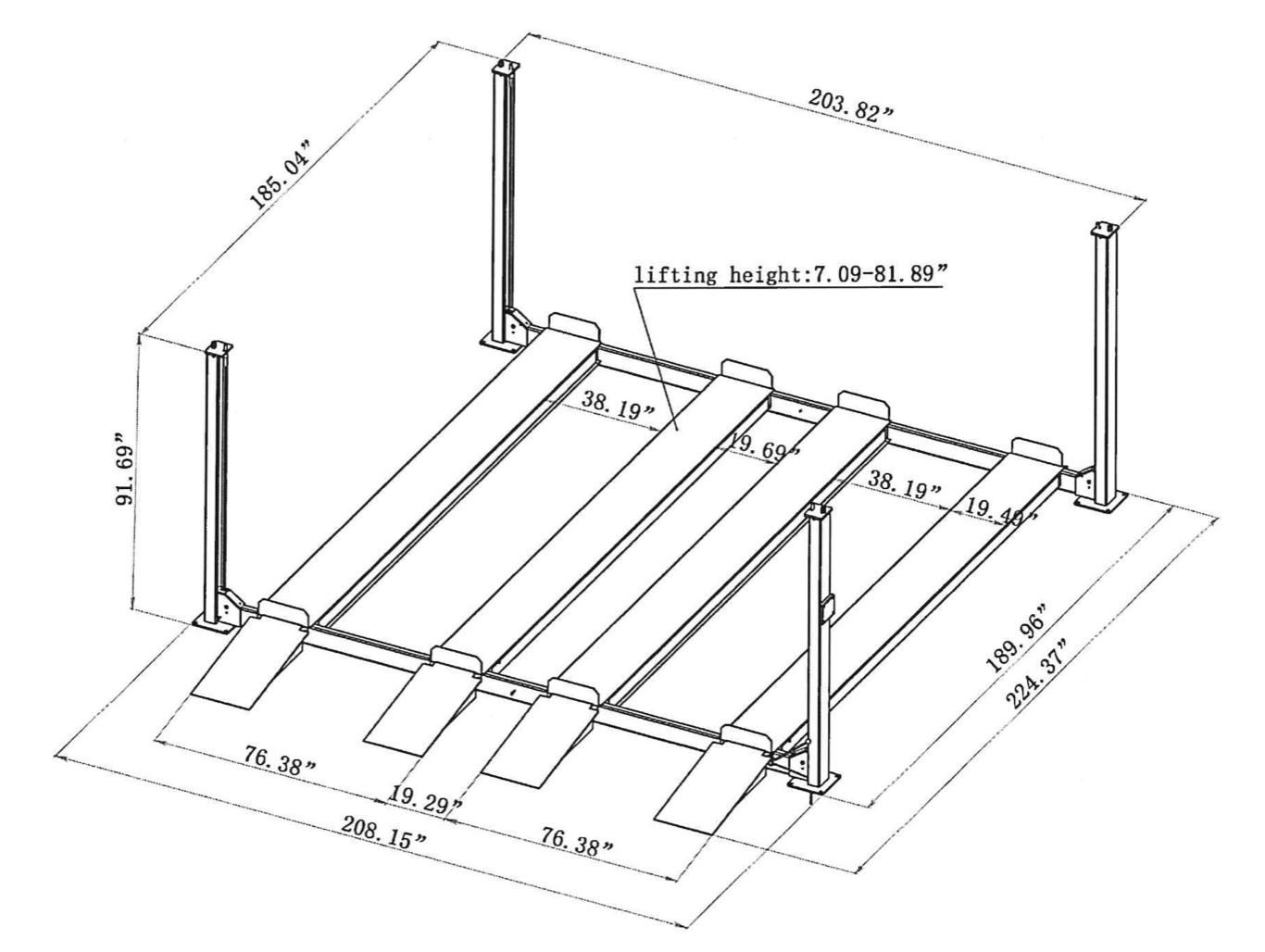 Triumph 9,000lb Double Wide 4 Post Lift, Custom Color SKU NSS9000-DW
