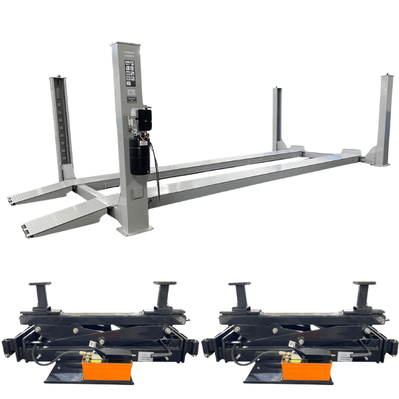 Triumph 24,000 lb 4 Post Lift Combo w/ 2 x RJ-15000 Rolling Jack SKU NTR-24 WITH 2 X RJ-15