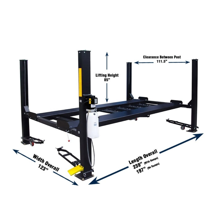 Tuxedo 9,000 lb Deluxe Storage Lift Extended, Poly Casters, Drip Trays, Jack Tray SKU FP9K-DX-XLT