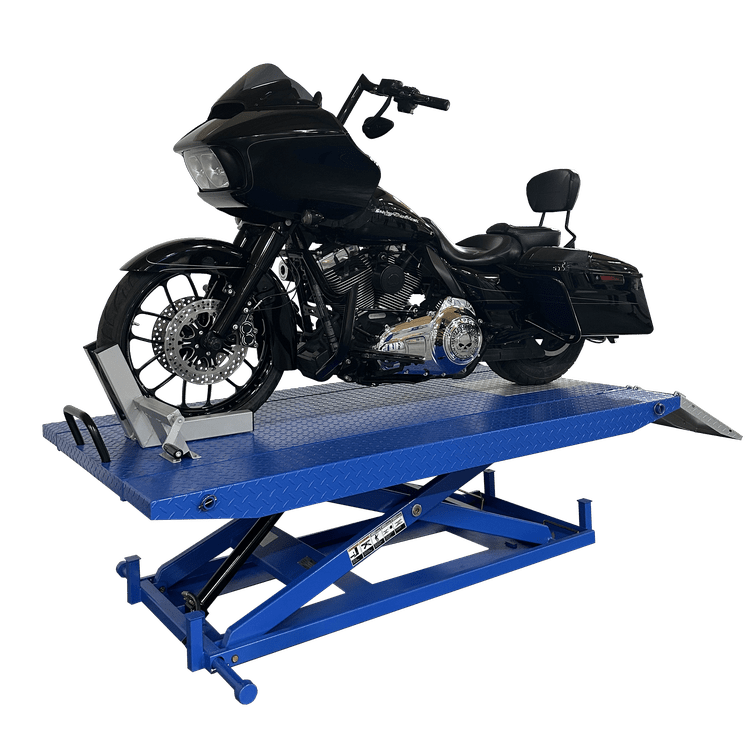 Tuxedo 1,500 lb High Rise Motorcycle Lift Bench w/ Vise, Sides, Balance Bar, Pump SKU M-1500C-HR