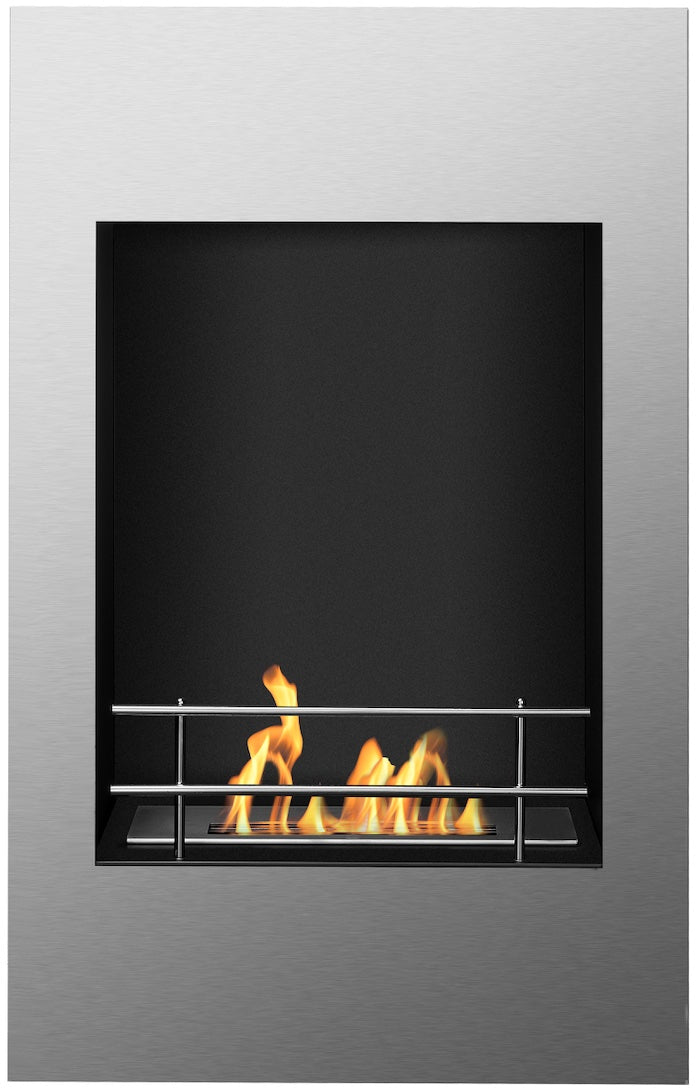 The Bio Flame Xelo 20" Wall Mounted Fireplace SKU Xelo-Silver