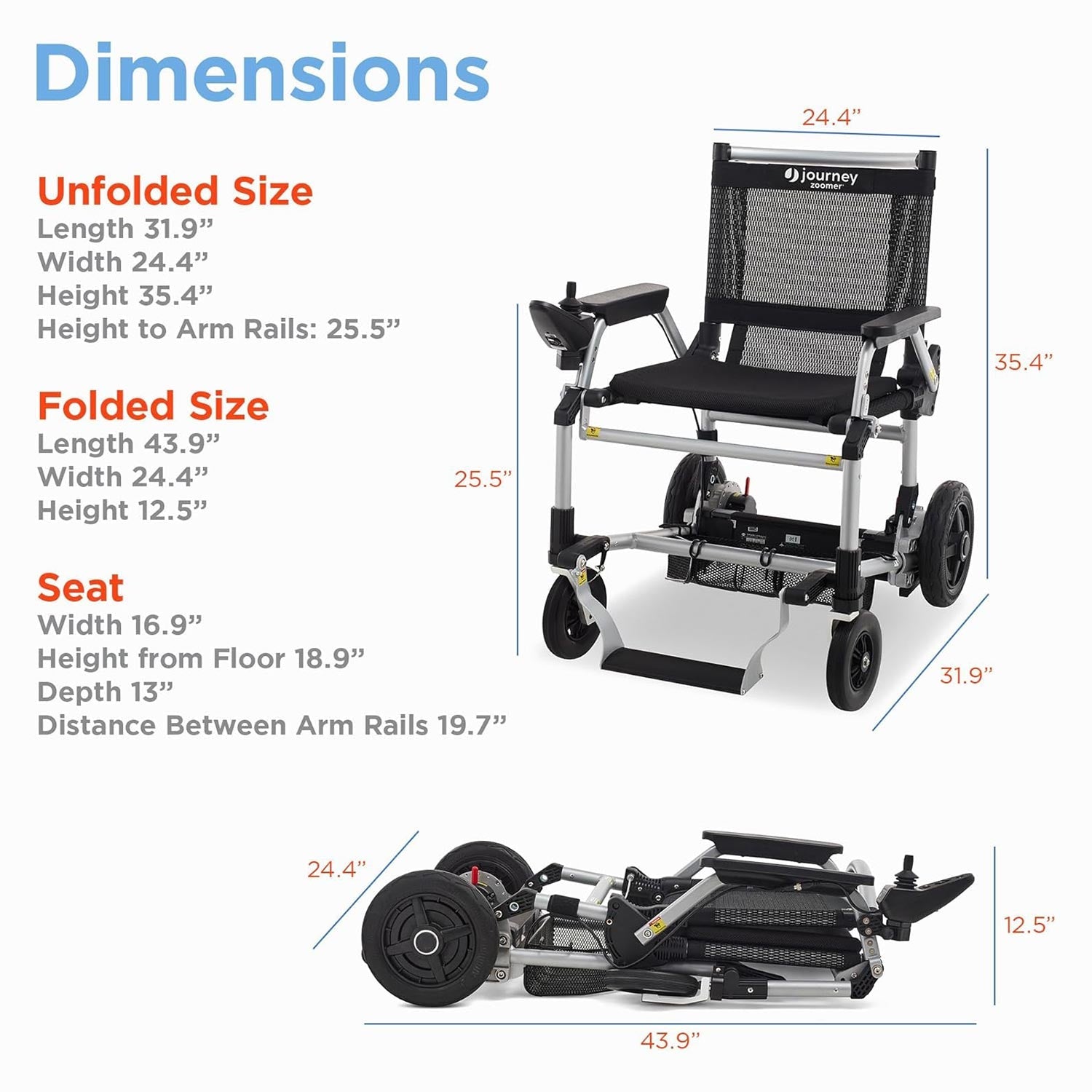 Journey Health & Lifestyle Zoomer Folding Power Mobility Chair w/ Joystick SKU 08360