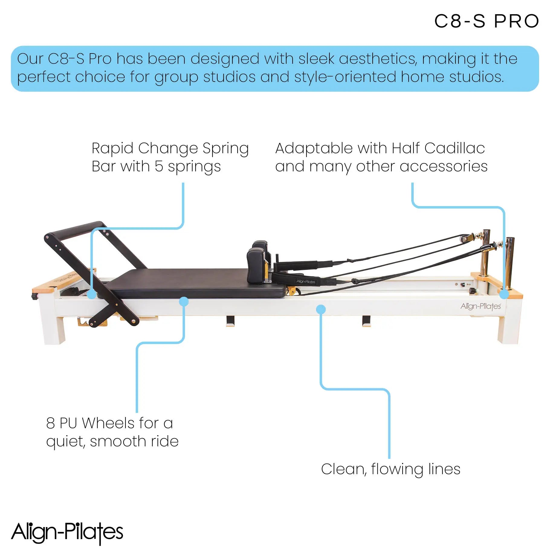Align Pilates C8-S Pro Pilates Reformer SKU PAP-REFORMERC8S
