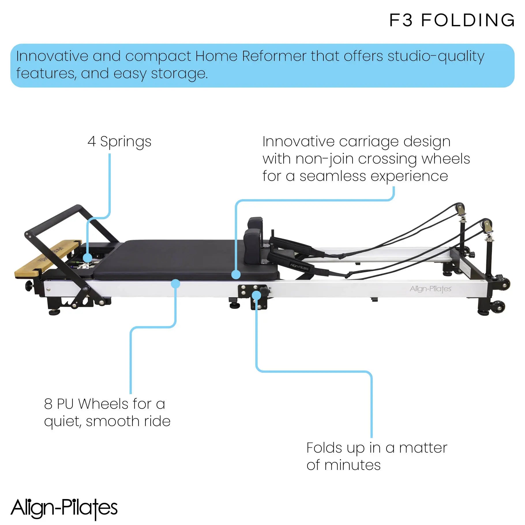 Align Pilates F3 Folding Pilates Reformer SKU PAP-REFORMERF3