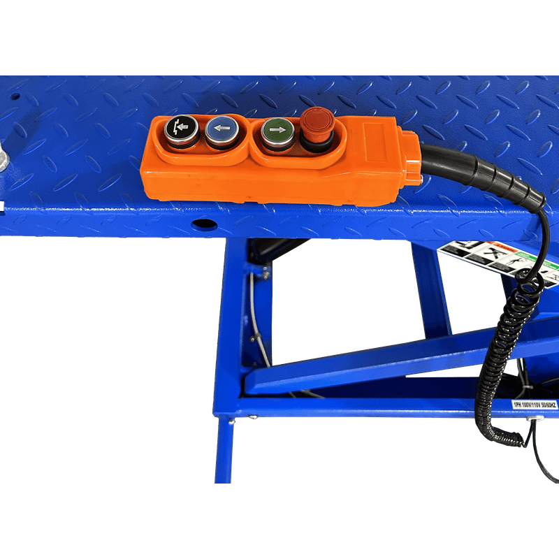 iDEAL Elec Hydra Motorcycle Lift Bench w/ Integrated Motor & Retractable Ramp SKU M-2200IEH-XR