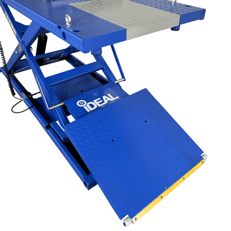iDEAL Elec Hydra Motorcycle Lift Bench w/ Integrated Motor & Retractable Ramp SKU M-2200IEH-XR
