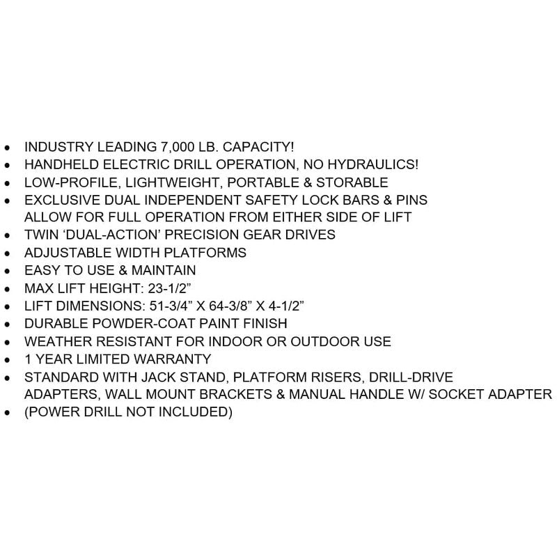 iDEAL Portable Auto Tilt Lift 7,000 lbs SKU TLX-7000