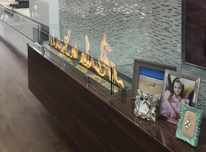 The Bio Flame 48” Burner Bio Ethanol Fireplace SKU EB-48-Silver