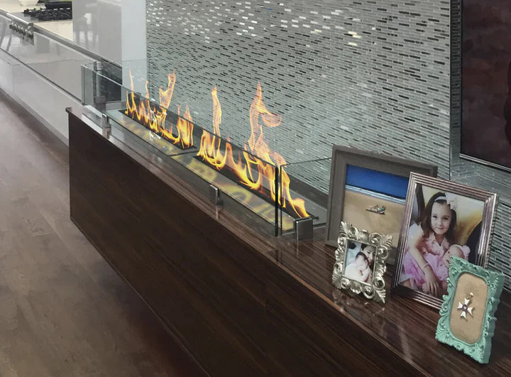 The Bio Flame 38” Burner Bio Ethanol Fireplace SKU EB-38-Silver