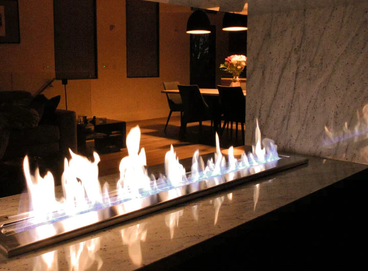 The Bio Flame 60” Burner Bio Ethanol Fireplace SKU EB-60-Silver