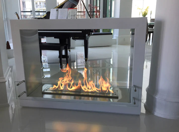 The Bio Flame Rogue 2.0 Freestanding 36" Fireplace SKU Roque 2.0 SS-White