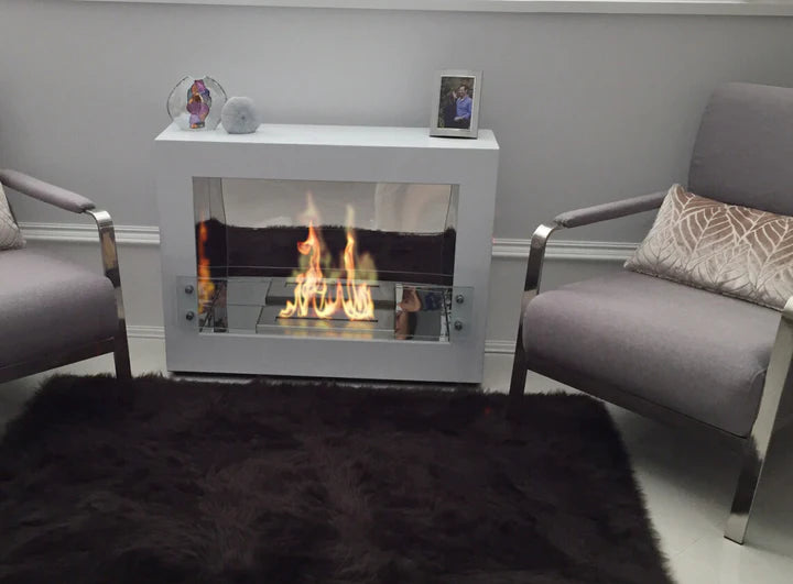 The Bio Flame Rogue 2.0 Freestanding 36" Fireplace SKU Roque 2.0 SS-White