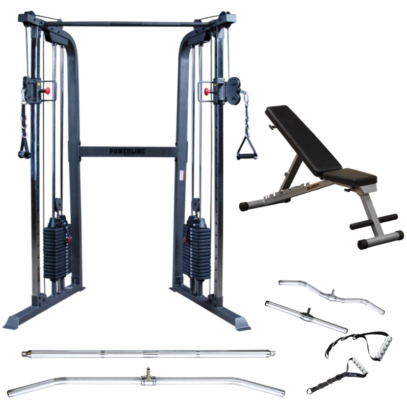 Body Solid Powerline Functional Trainer w/ Bench & Attachments SKU PFT100