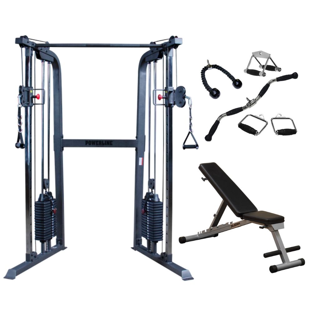 Body Solid Powerline Functional Trainer w/ Bench & Attachments SKU PFT100