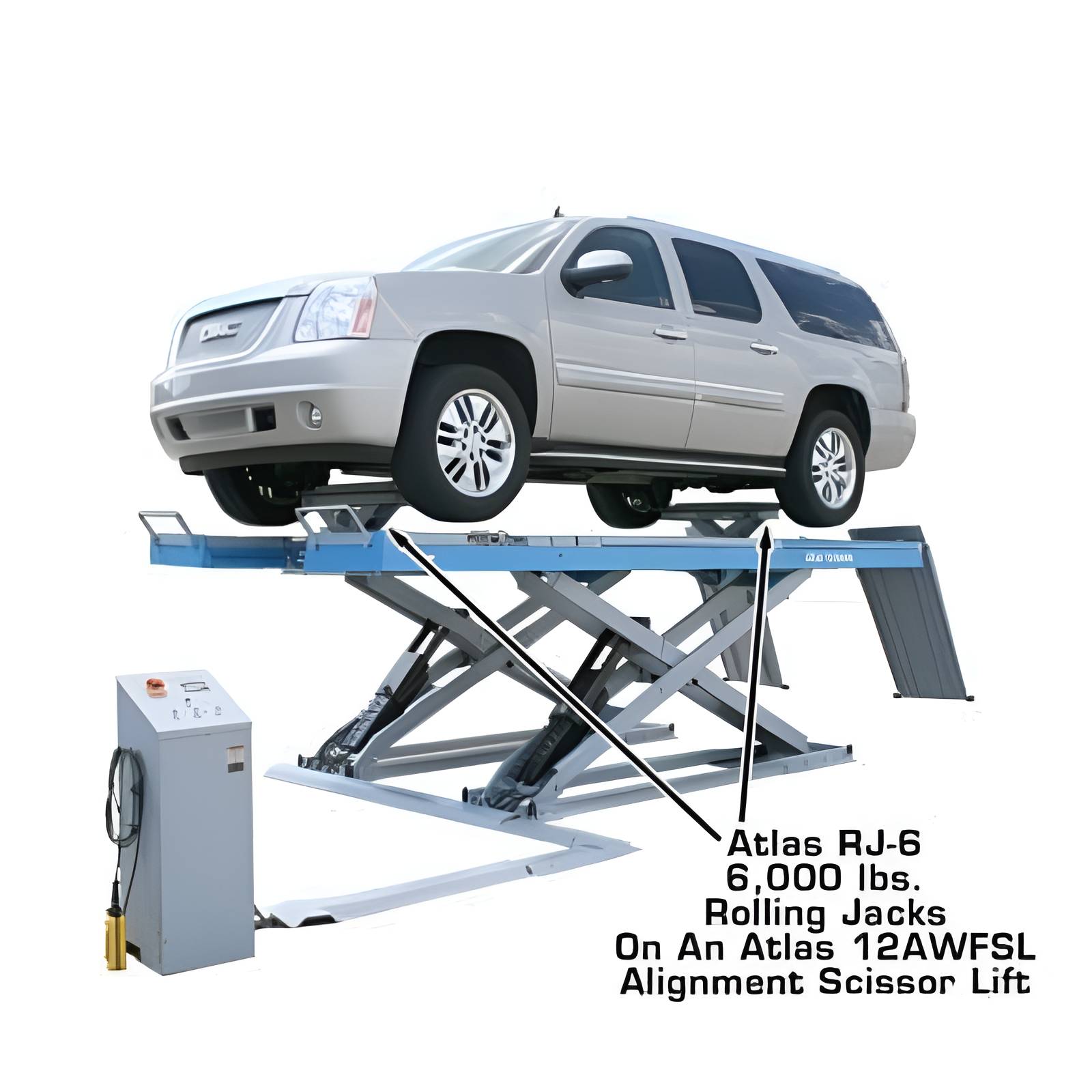 Atlas Alignment Scissor Lift w/ 2 x RJ-6 Rolling Jack Combo SKU ATEATTD-12ASL-COMBO