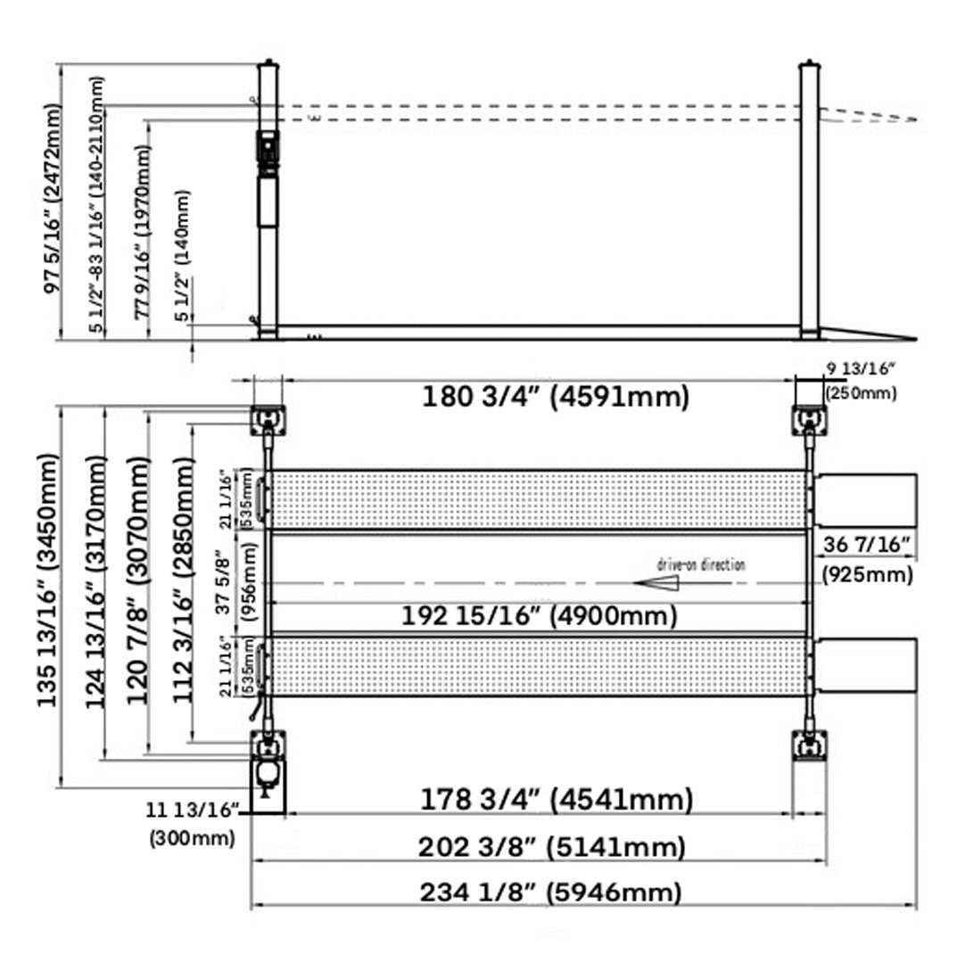 Stratus 4 Post 10,000 lbs Parking Lift Manual Release SKU SAE-P410
