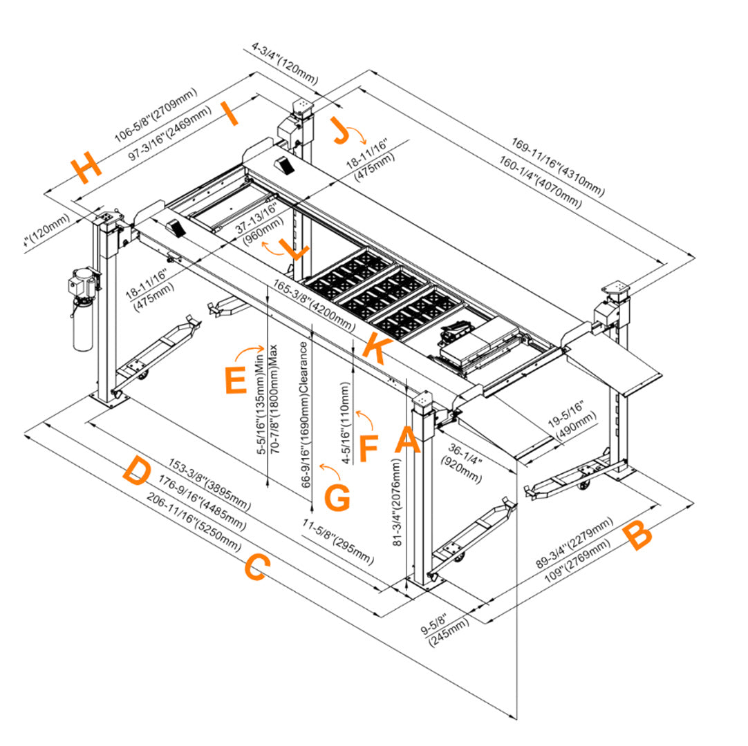 Stratus 4 Post 8,000 lbs Steel Construction, Sleeve Containment Parking Lift, Manual Release SKU SAE-P48PC